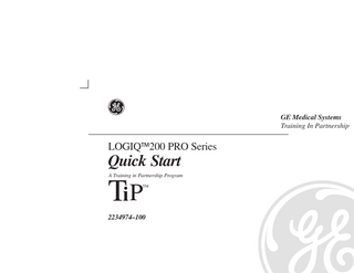 LOGIQ 200 Pro Series Quick Start Rev 0
