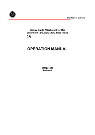 MTZ and MZ and E 721 Type Probe User Manual Rev 0