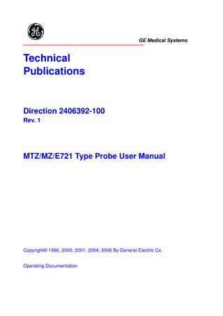MTZ and MZ and E 721 Type Probe User Manual Rev 1