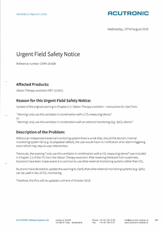 fabian HFO Urgent Field Safety Notice Aug 2018