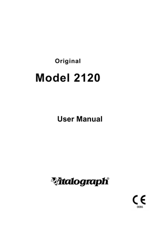 Table Of Contents INTRODUCING THE VITALOGRAPH 2120... 5 Description of the Vitalograph 2120 ... 5 Features of the Vitalograph 2120... 5 Principles of Operation... 5 Using the Vitalograph 2120 with Peripheral Devices ... 6 Physical Features of the Vitalograph 2120 Unit... 6 INSTALLING THE VITALOGRAPH 2120... 8 Connecting the Vitalograph 2120 to a Power Source ... 8 Turning On the Vitalograph 2120 ... 9 Setting Up the Vitalograph 2120 ... 9 CHECKING ACCURACY ... 17 Attaching the Syringe to the Vitalograph 2120... 17 Any Problems ? ... 20 ENTERING OR SELECTING SUBJECT INFORMATION... 21 Entering a New Subject... 21 Selecting an Existing Subject... 23 PERFORMING TESTS ... 24 Entering temperature ... 24 Performing a VC Test... 25 Performing an FVC Test ... 26 Quality Criteria... 27 PERFORMING POST TESTS ... 30 Performing Post Tests... 30 VIEWING TEST RESULTS ... 32 PRINTING TEST RESULTS... 35 Connecting to a Printer ... 35 Printing Results ... 37 DELETING SUBJECT INFORMATION AND / OR TEST RESULTS ... 39 USING SMART... 41 CLEANING THE VITALOGRAPH 2120 ... 44 General Recommendation ... 44 Routine Practice ... 44 3  