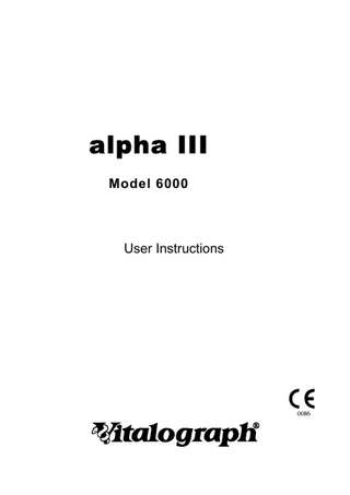 alpha III Model 6000  User Instructions  l Vitalograph  