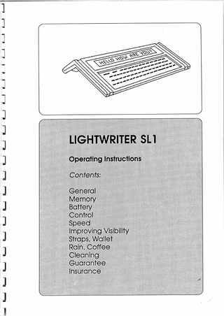Lightwriter SL1 Operating Instructions