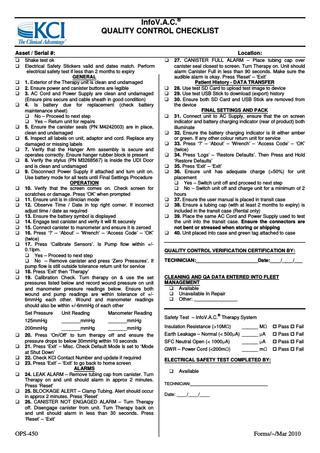 Info V.A.C. Quality Control Checklist March 2010