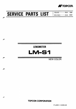LM-S1 Service Parts List Revised Aug 2002