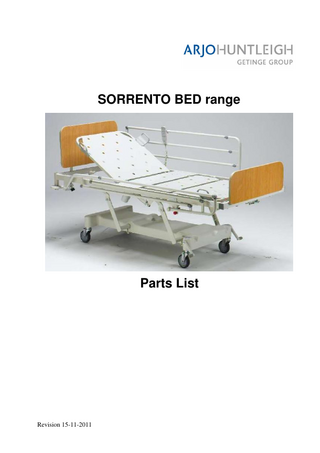 SORRENTO Range Parts List Nov 2011