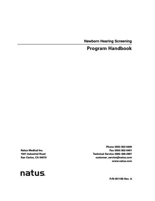 Newborn Hearing Screening Program Handbook Rev A