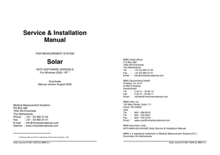 Solar Service & Installation Manual Aug 2005
