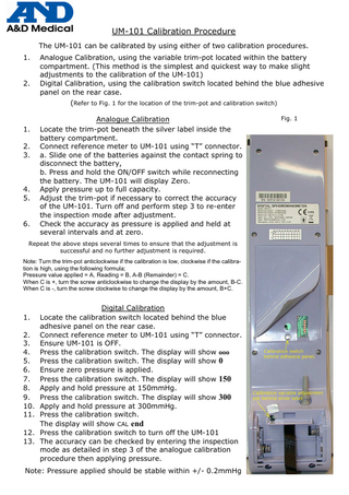 UM-101 Calibration Procedure
