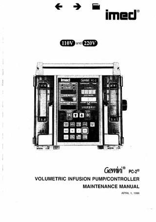 IMED Gemini PC 2 Maintenance Manual April 1996