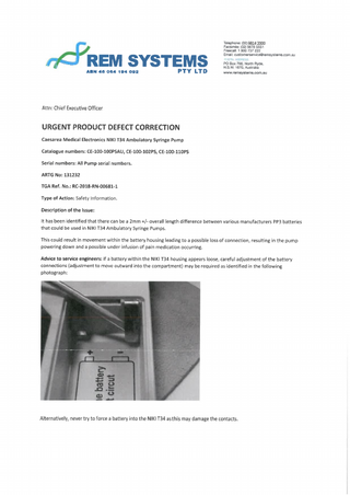 T34 Pump Urgent Product Defect Correction June 2018