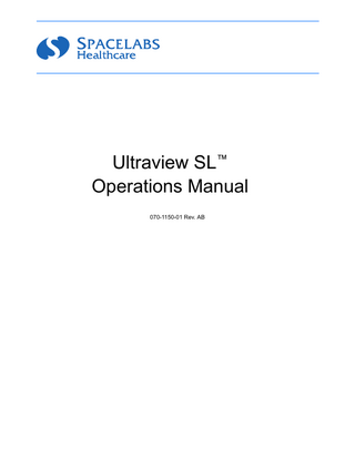 Ultraview SL 2700, 2800 and 2900 Operations Manual Rev AB