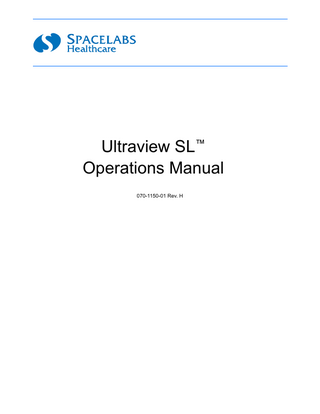 Ultraview SL 2400, 2600, 2700.2800 and 3800 Operations Manual Rev H