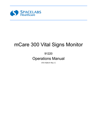 mCare 300 Vital Signs Monitor Model 91220 Operations Manual Rev C1