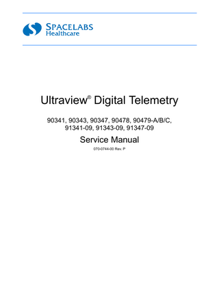 Ultraview Digital Telemetry Models 90xxx and 913xx-xx Service Manuals Rev P