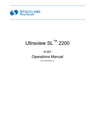 Ultraview SL 2200 Operations Manual Rev C