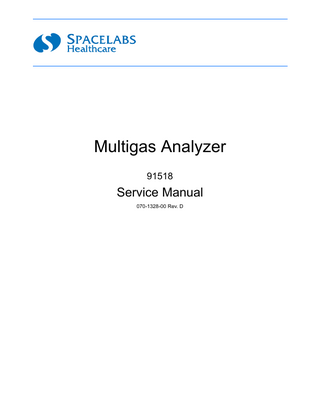 Multigas Analyzer Model 91518 Service Manual Rev D