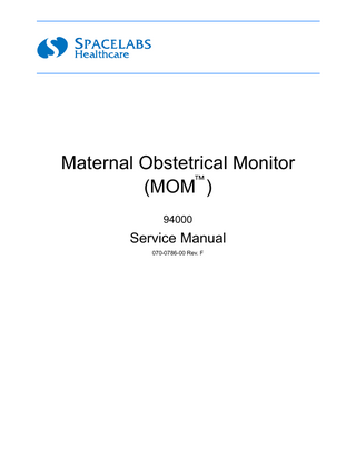 Maternal Obstetrical Monitor Model 94000 Service Manual Rev F