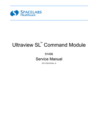 Ultraview SL Command Module Model 91496 Service Manual Rev G