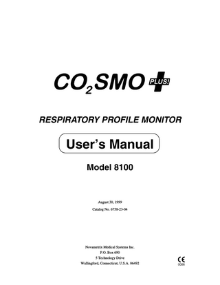 Model 8100 CO2SMO plus Respiratory Profile Monitor Users Manual Aug 1999