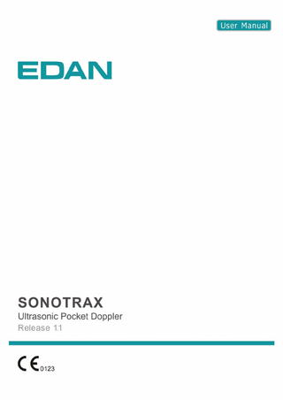SONOTRAX Ultrasonic Pocket Doppler User Manual Release 1.1