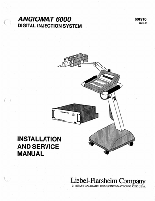 Angiomat 6000 Installation and Service Manual Rev B Rev Jan 1997