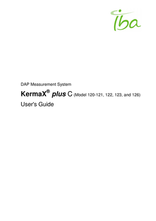 KermaX plus C Model 120 series Users Guide July 2013