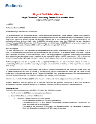 53401 Temporary Pacemaker Urgent Field Safety Notice June 2018
