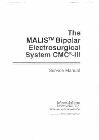 MALIS Bipolar ESU CMC-III Service Manual Aug 1998