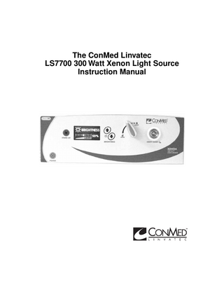 LS7700 300 Watt Xenon Light Source Instruction Manual Rev AA June 2007