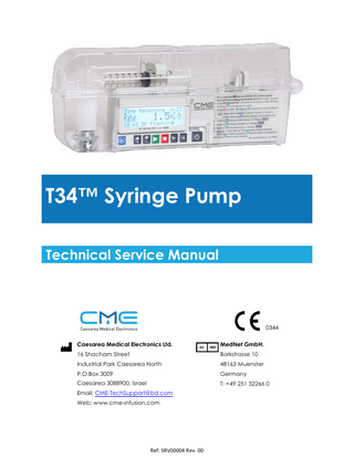 T34 Syringe Pump Technical Service Manual (3rd ed) Rev. 00
