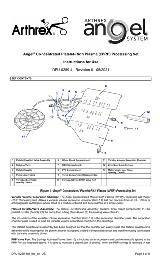 Angel cPRP System Processing Set Instructions for Use Rev 0 May 2021