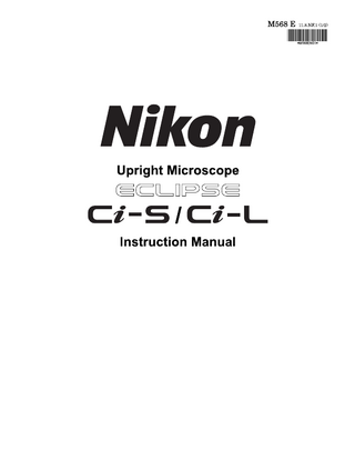 ECLIPSE Ci-S and Ci-L Upright Microscope Instruction Manual
