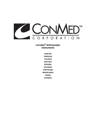 Linvatec Arthroscopic Instruments Instructions for Use