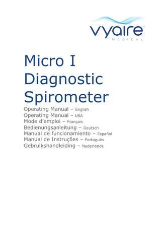 Micro I Diagnostic Spirometer Operating Manual Issue 1.8 Feb 2019