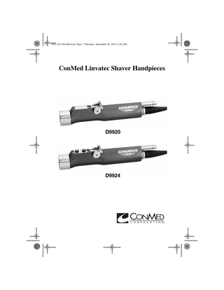 Linvatec Shaver Handpieces Instructions for Use