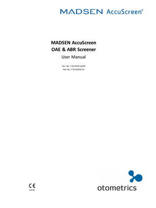 MADSEN AccuScreen OAE and ABR Screener User Manual Rev 09