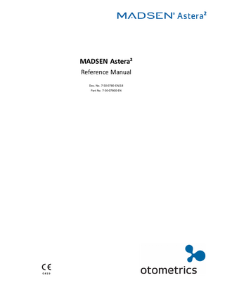 Table of Contents 1  Introduction to MADSEN Astera² 1.1 MADSEN Astera² 1.2 The MADSEN Astera² Audiometer Control Panel (ACP) 1.3 OTOsuite Audiometry Module 1.3.1 NOAH 1.4 Intended use 1.5 About this manual 1.5.1 Safety 1.6 Typographical conventions 1.6.1 Navigation  7 7 8 8 9 10 10 10 10 11  2  Getting started  13  3  Navigating in the OTOsuite Audiometry Module 3.1 The Audiometry Module main window 3.2 Menus and toolbar icons 3.2.1 File menu 3.2.2 Edit menu 3.2.3 View menu 3.2.4 Measurement menu 3.2.5 Tools menu 3.3 The Patient Responder indicator 3.4 The Masking Assistant 3.5 The Control Panels 3.5.1 The Sunshine Panel 3.5.2 The Classic Control Panel 3.5.2.1 Channel Settings 3.5.2.2 Test Options 3.5.2.3 Monitor and Level 3.6 The stimulus bar 3.6.1 Test controls 3.6.2 The Tone stimulus bar 3.6.3 The Speech stimulus bar 3.7 The Tone test screen 3.7.1 The work area in the Tone screen 3.7.2 The audiogram 3.7.3 Curves and symbols selection 3.7.3.1 Selecting a symbol or curve 3.7.3.2 Creating new symbols 3.7.4 Compare audiograms 3.7.5 Tone feature boxes 3.7.6 Tone editing options 3.8 Work-flow related features 3.8.1 Selecting orientation 3.8.2 Channel-specific Storing 3.8.3 Automatic frequency/level shift when storing 3.8.4 Stimulus duration 3.8.5 Ear shift frequency and level setting 3.8.6 Saving non-stimulus channel as masking  15 15 15 16 16 17 18 20 20 20 23 23 26 27 29 31 31 32 33 34 34 35 35 37 37 38 38 39 41 42 42 42 43 43 43 44  Otometrics - MADSEN Astera²  3  