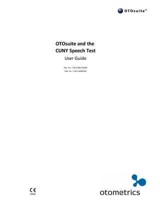 MADSEN OTOsuite and the CUNY Speech Test User Guide Rev 00 Oct 2012
