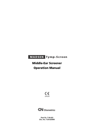 MADSEN Tymp-Screen Middle-Ear Screener Operation Manual Rev 03