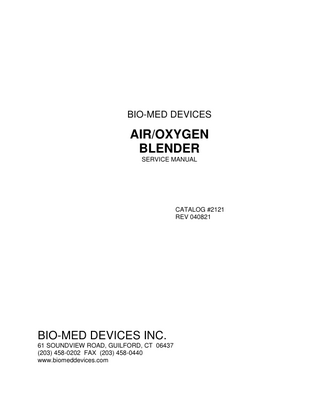 AIR OXYGEN BLENDER Service Manual Rev April 2021