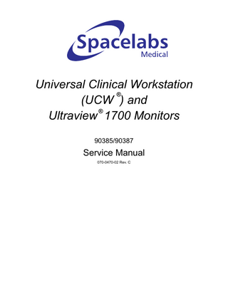 UCW and Ultraview 1700 Model 90385 and 90387 Service Manual Rev C