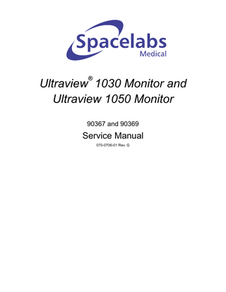 Ultraview 1030 and 1050 Model 90367 and 90369 Service Manual Rev G