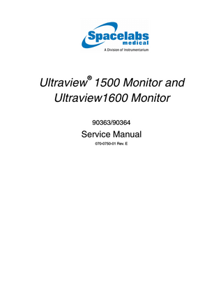 Ultraview 1500 and 1600 Model 90363 and 90364 Service Manual Rev E