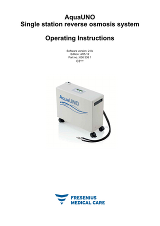AquaUNO Operating Instructions Sw ver 2.0x Edition May 2012