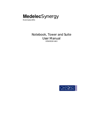 MedelecSynergy Multimedia EMG  Notebook, Tower and Suite User Manual 035W001B Vs8.0  