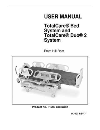 TotalCare Bed System P1900 and TotalCare Duo 2 System User Manual 7th Edition Rev 7 Aug 2012