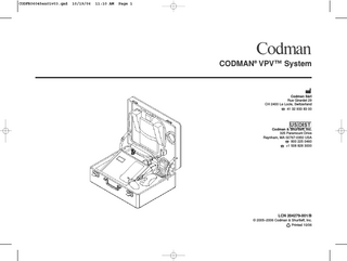 CODMAN VPV System Manual Oct 2006