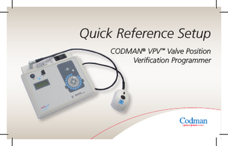 Quick Reference Setup CODMAN® VPV™ Valve Position Verification Programmer  