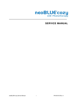 neoBLUEcozy LED Phototherapy Service Manual Rev A